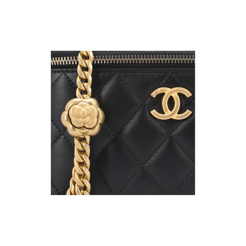 CHANEL Sheepskin Shoulder Bag, Crossbody Bag Medium Size Women's Black-5