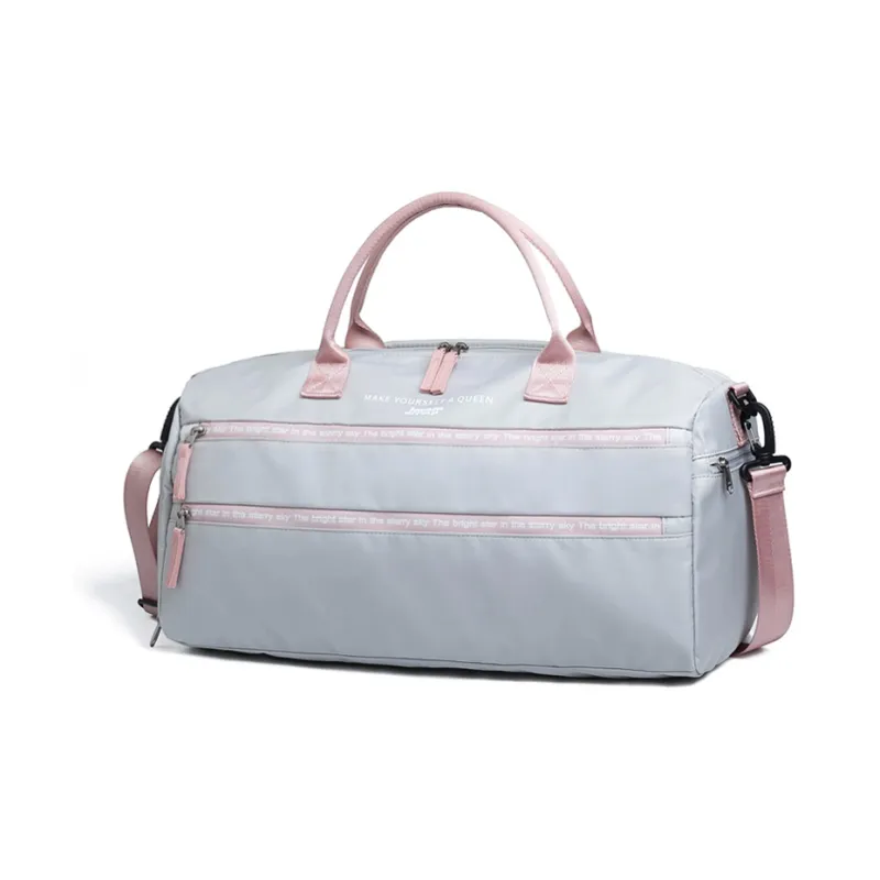 LOVERPUSS Nylon Travel Bag Training Bag Handbag Crossbody Bag Gym Bag Unisex Gray Pink/Black-1