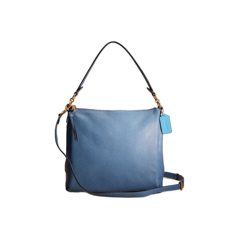 COACH Shay Leather Square Bag Handbag Crossbody Bag Large Size Women's Blue-0