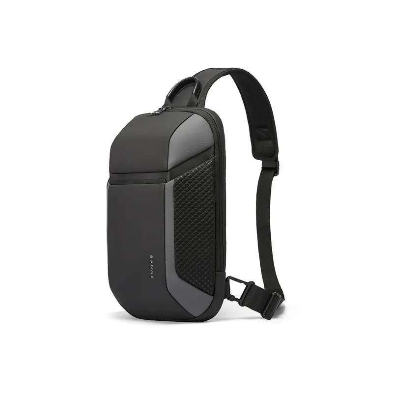 BANGE Oxford Sling Bag Medium Size Men's Black/Gray-0