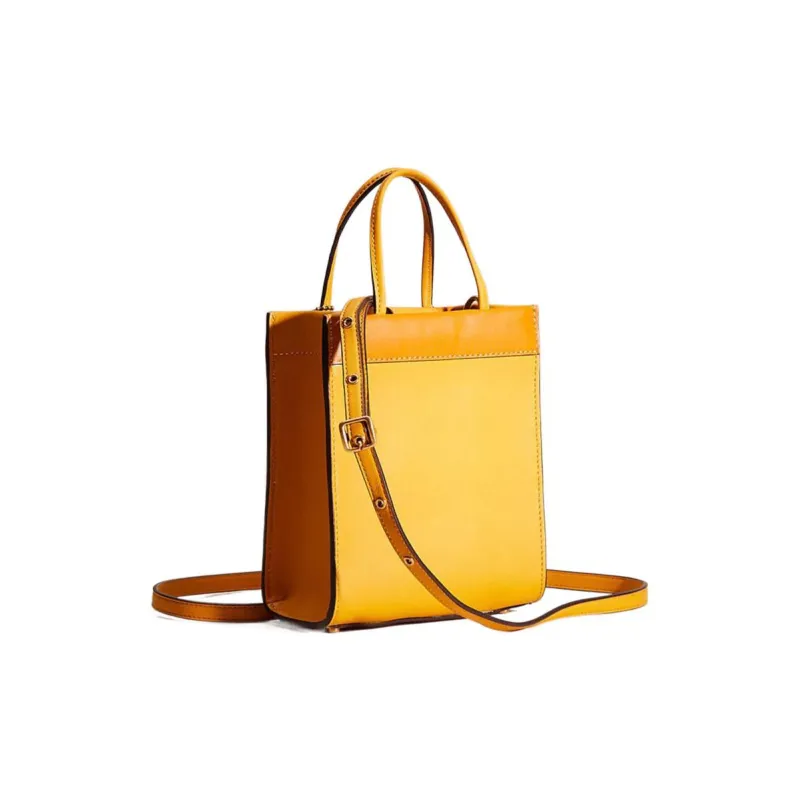COACH Cashin Glove Tanning Tote Bag Shopping Bag Crossbody Bags Handbags Mini Women's Yellow-1