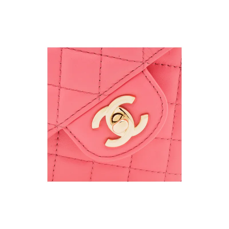 CHANEL Lambskin Heart Bag, Heart Shaped Bag, Shoulder Bag, Crossbody Bag Women's Coral Pink-3