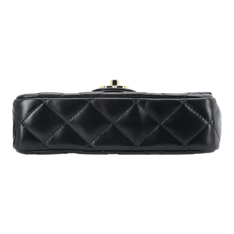 CHANEL Lambskin Flap Bag, Shoulder Bag, Crossbody Bag, Handbag Trumpets Women's Black-3