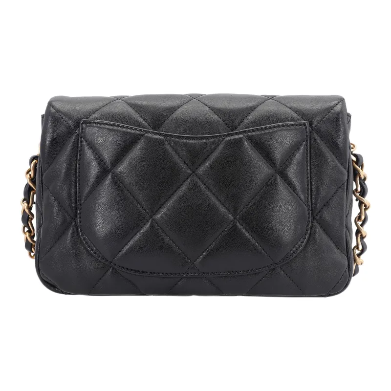 CHANEL Sheepskin Shoulder Bag, Crossbody Bag Medium Size Women's Black-2