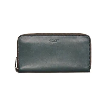 COACH Accordion Wallet Calfskin Coin Purses Wallets Small Size Women's Forest Green