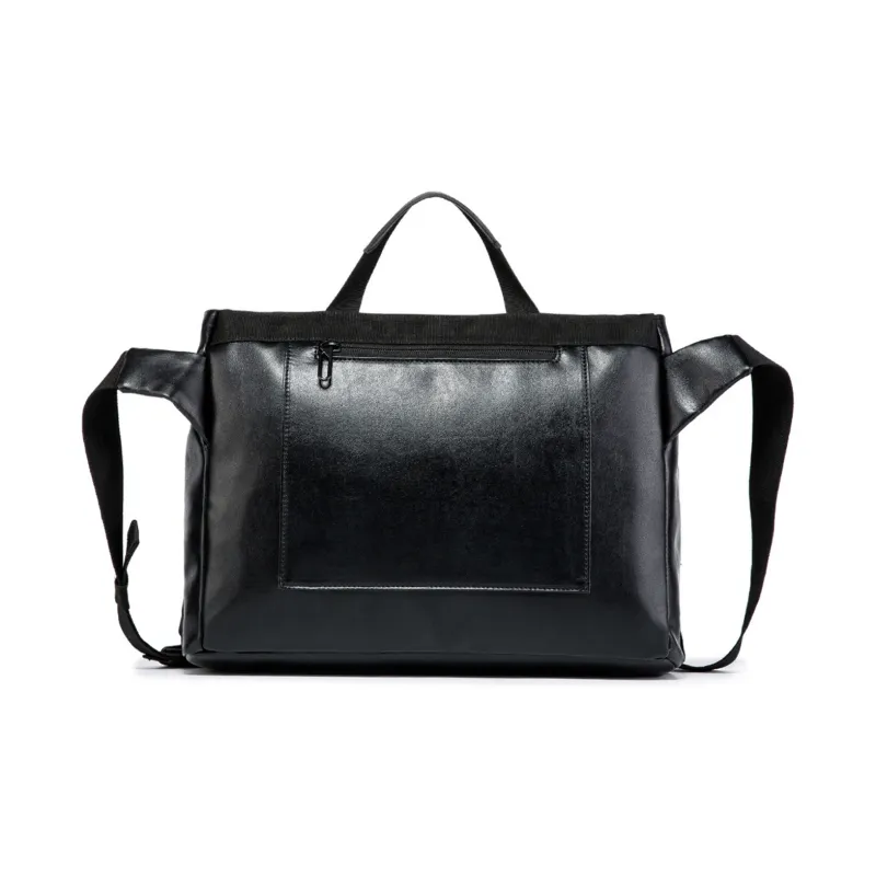 NOMK Leather Workwear Backpack Handbag Regular Unisex Black-3