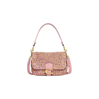 COACH Tabby Straw Woven With Leather Wine God Bag Portable Crossbody Bag Shoulder Bag Medium Size Women's Multicolor