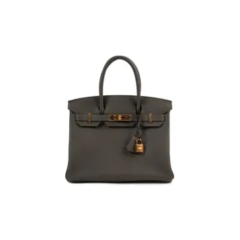 HERMES Birkin Togo Calfskin Birkin Bag Handbags 30 Women's Gray Green