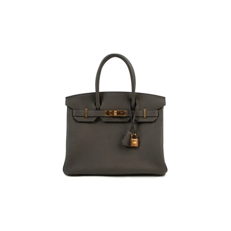 HERMES Birkin Togo Calfskin Birkin Bag Handbags 30 Women's Gray Green-0