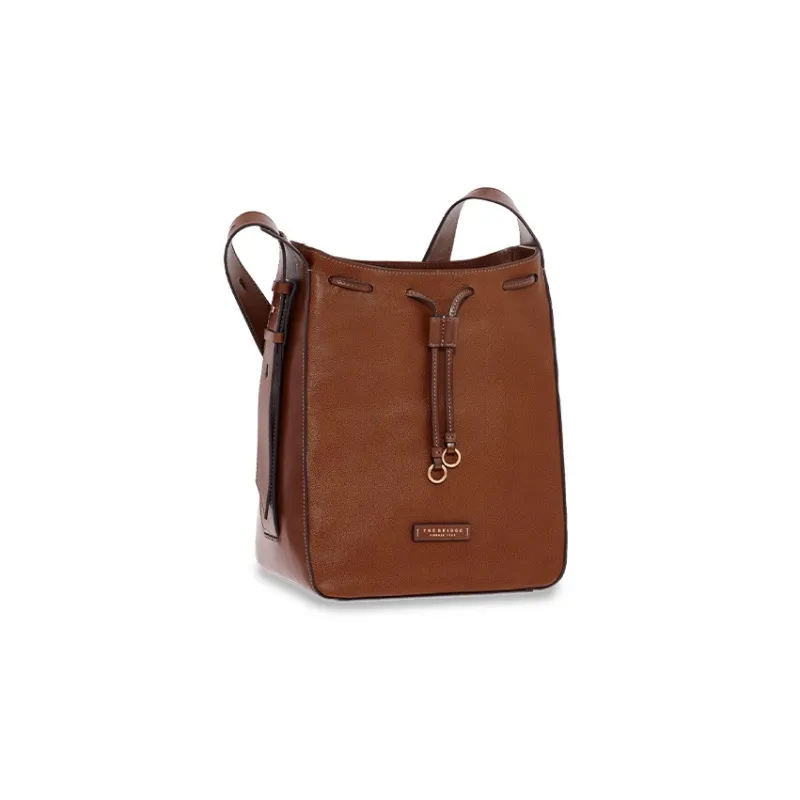 THE BRIDGE Cow Leather Hobo Bag One Shoulder Handbags Women's Brown-0