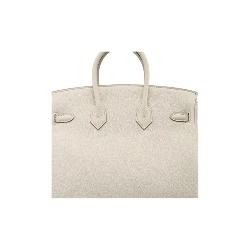 HERMES Birkin TOGO Leather, Cow Leather Birkin Bag Handbag Women's 8L Beton Glacier White-3