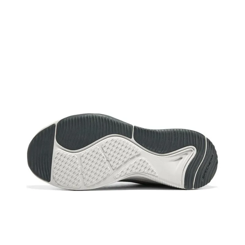 Skechers D'lux Fitness Anti Slip Wear Resistant Low Top Running Shoes Men's Gray White-4