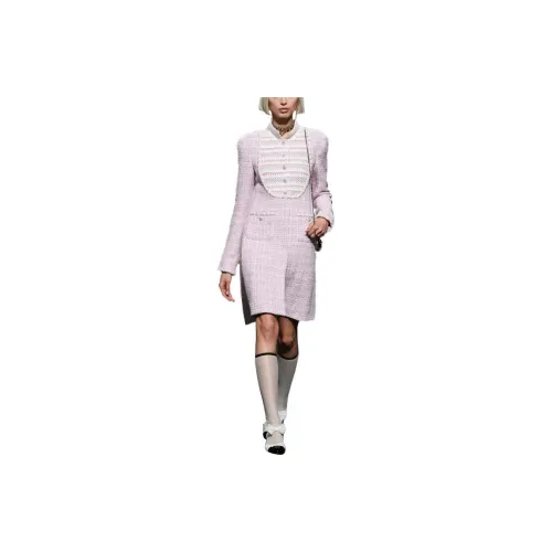 CHANEL Long-Sleeved Dresses Women's Pink