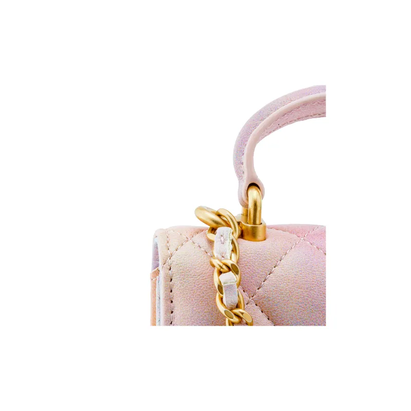 CHANEL Sheepskin Shoulder Bag, Crossbody Bag, Handle Bag, Handbag Women's Rainbow Iridescent Color-5