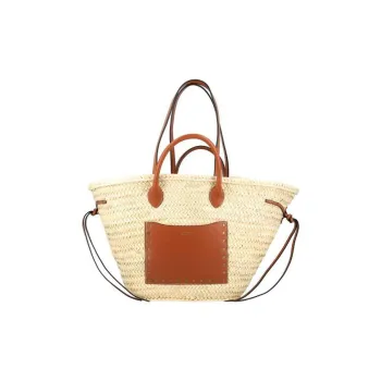 ISABEL MARANT Leather Patchwork Shoulder Bag Crossbody Bag Handbag Women's Beige Brown