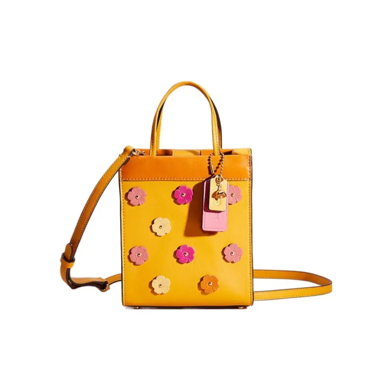 COACH Cashin Glove Tanning Tote Bag Shopping Bag Crossbody Bags Handbags Mini Women's Yellow-0