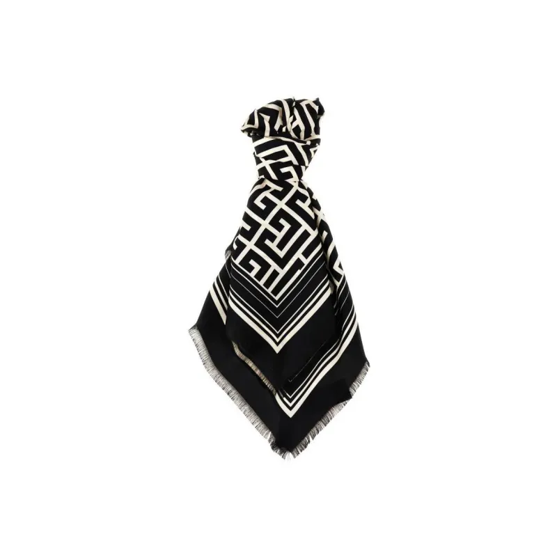 BALMAIN Silk Scarves Unisex Black-0