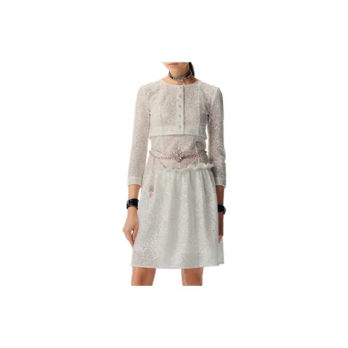 CHANEL Long-Sleeved Dresses Women's White