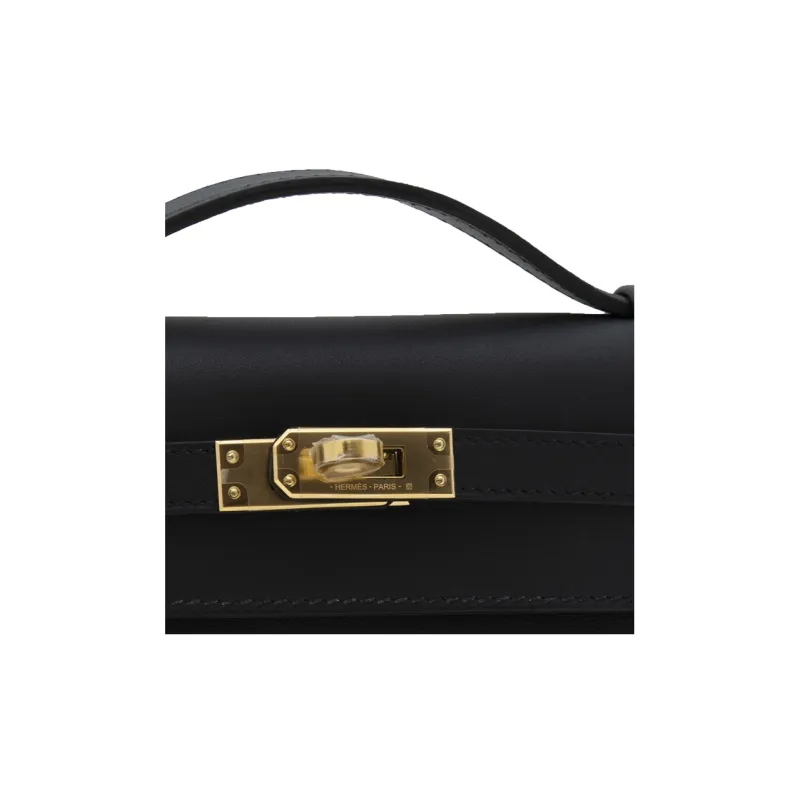 HERMES Mini Kelly Generation 1 Swift Leather Kelly Shoulder Bag Crossbody Bag Handbag Women's Noir Black-5