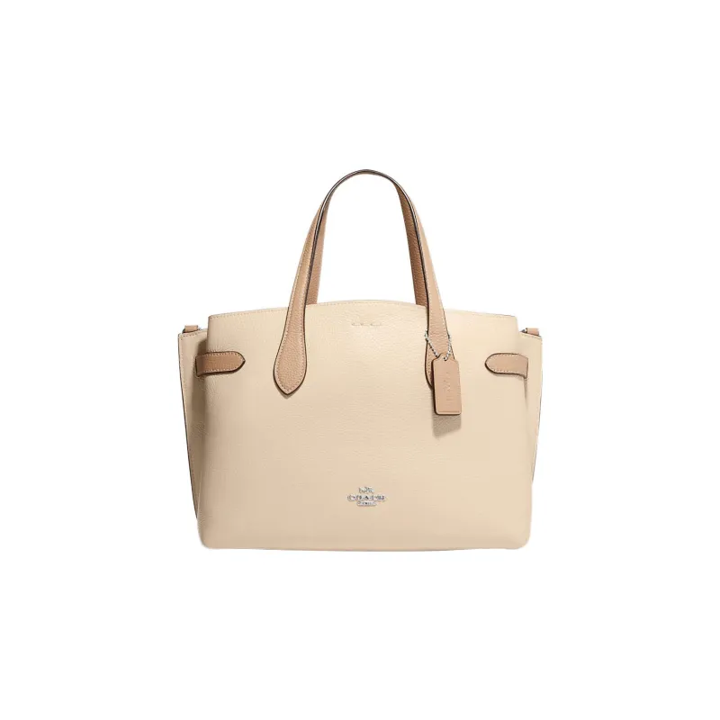 COACH Hanna Pebbled Leather Tote Bag Shopping Bag Shoulder Bag Crossbody Bag Handbag Large Size Women's Ivory Gray-0