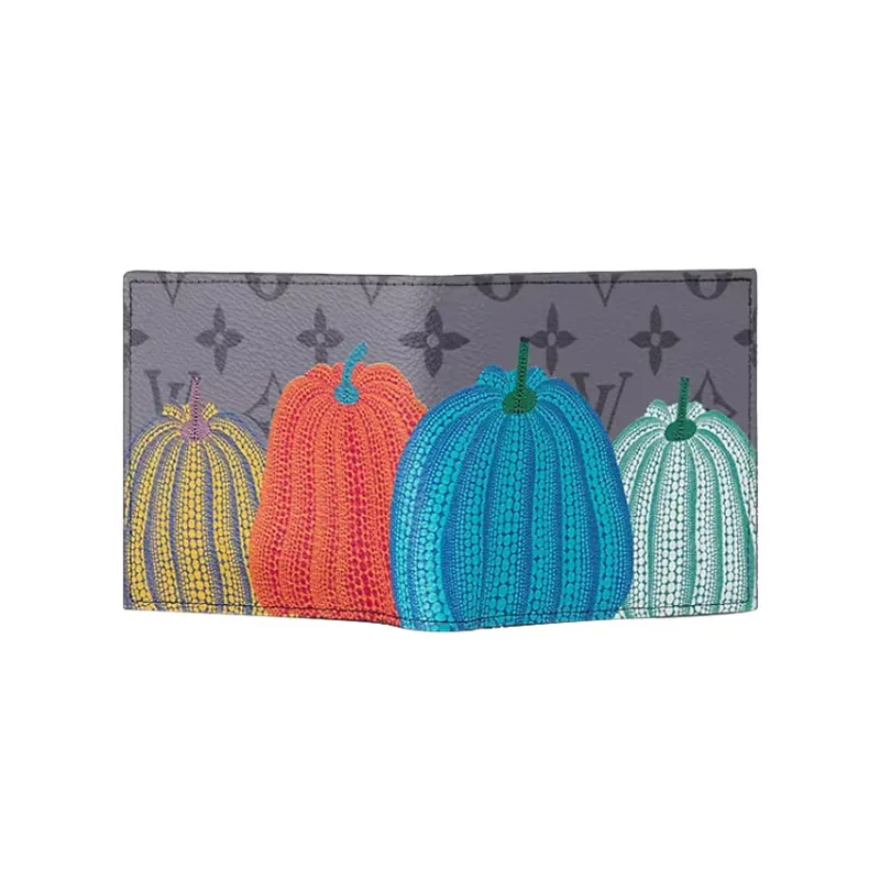 LOUIS VUITTON Yayoi Kusama Collaboration Coated Canvas Card Holder Wallet Men's Gray-3