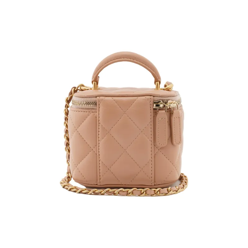 CHANEL Lambskin Box Bag, Shoulder Bag, Crossbody Bag Trumpets Women's Nude/Milk Tea-2