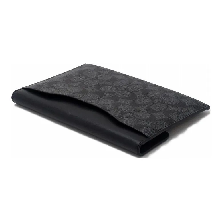 COACH Tablet Canvas With Leather Card Holder, Wallet Medium Size Men's Black-2