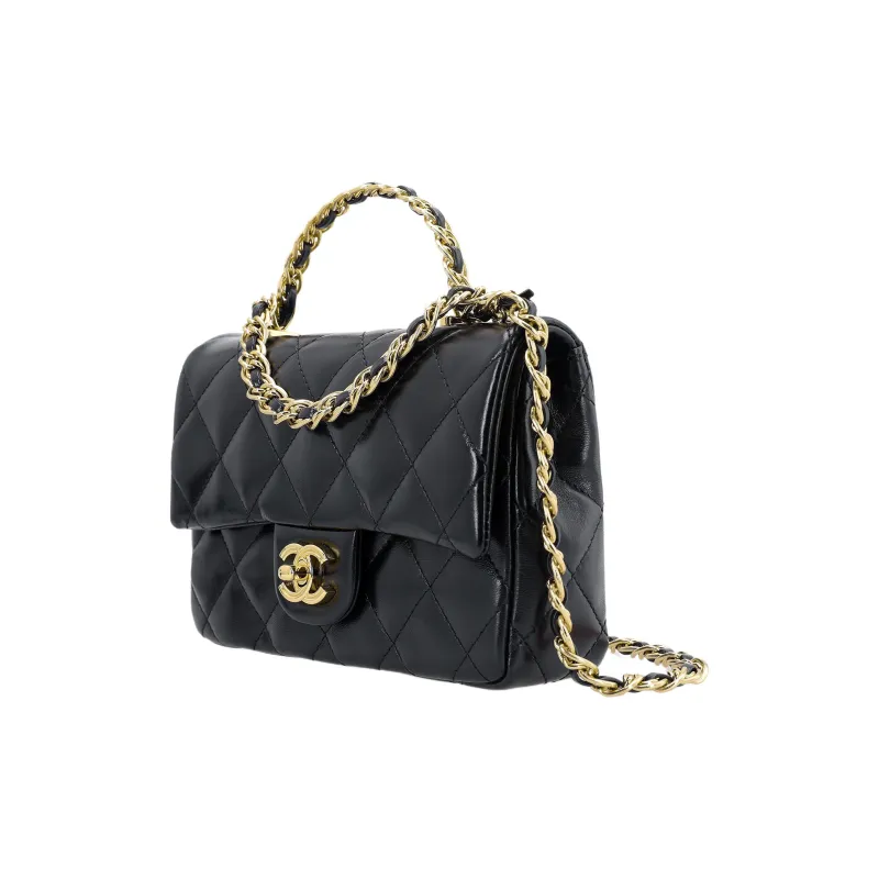 CHANEL Lambskin Flap Bag, Shoulder Bag, Crossbody Bag, Handbag Trumpets Women's Black-1