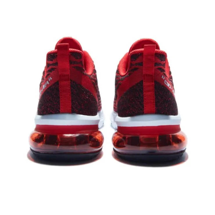 QIAODAN Anti Slip Wear Resistant Low Top Running Shoes Men's Black Red-3