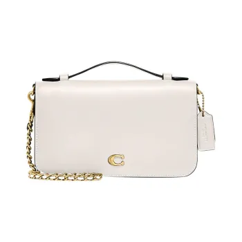 COACH Beat Calfskin Envelope Bag, Shoulder Bag, Crossbody Bag Small Size Women's White