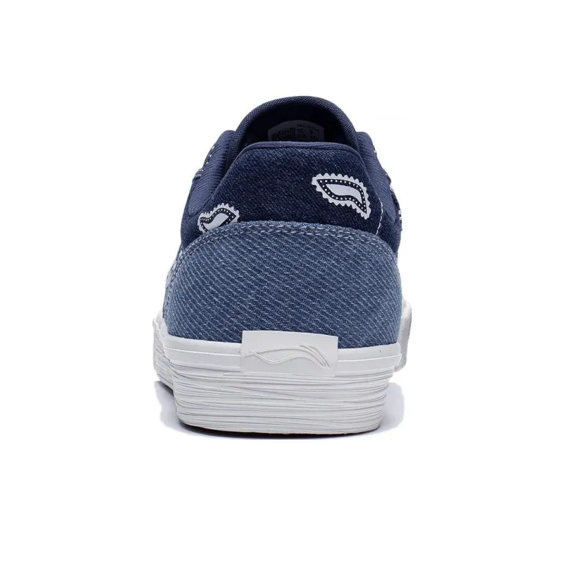 LiNing 50/50 Anti Slip Wear Resistant Low Top Skateboard Shoes Men's Blue White-5
