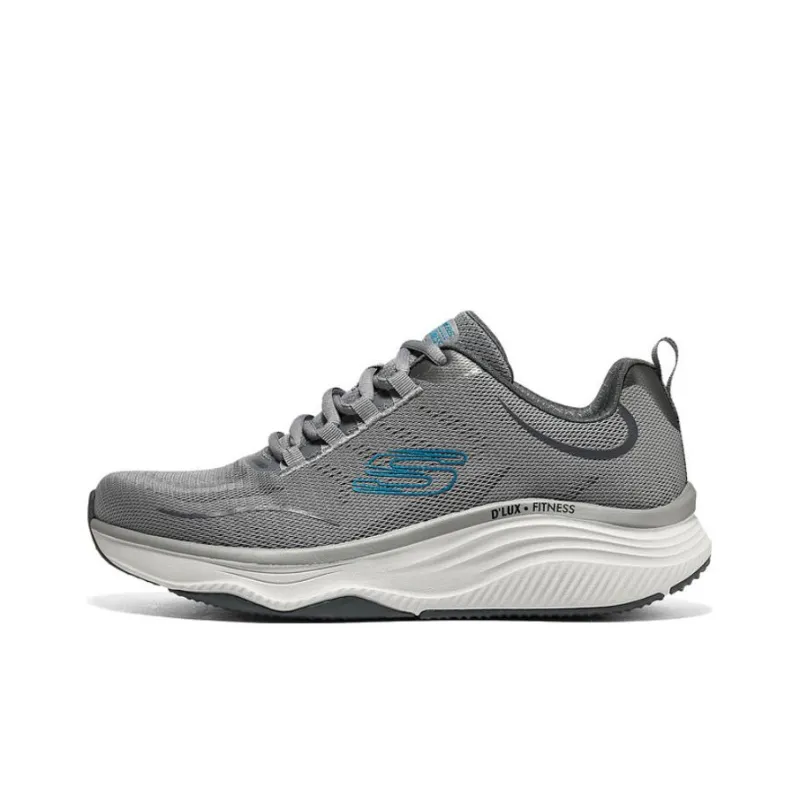 Skechers D'lux Fitness Anti Slip Wear Resistant Low Top Running Shoes Men's Gray White-0