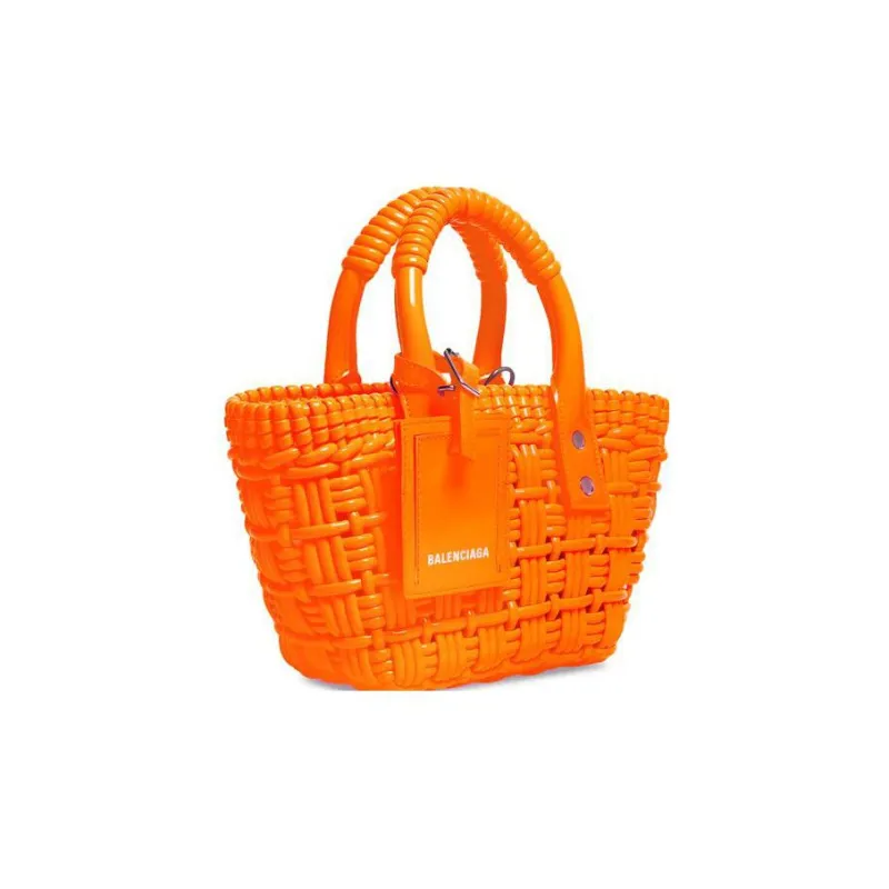 Balenciaga BISTRO Artificial Leather Basket Bag Handbag Shoulder Bag Crossbody Bag Extra Small Women's Orange-2