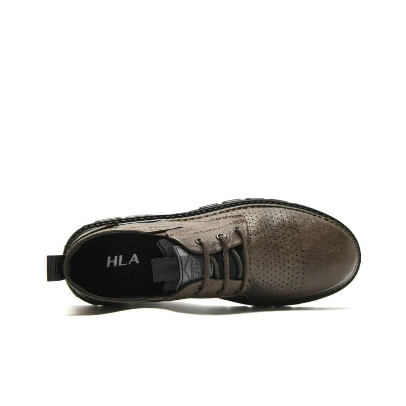 HLA Dress Shoes Men Low Top Black/Khaki-4