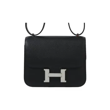 HERMES Constance Epsom Leather Shoulder Bag Crossbody Bag Mini Women's Noir Black