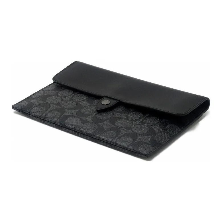 COACH Tablet Canvas With Leather Card Holder, Wallet Medium Size Men's Black-3