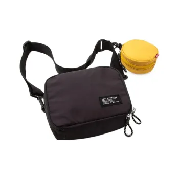 Levi's Polyester Shoulder Bag, Crossbody Bag Men's Black/Yellow Color