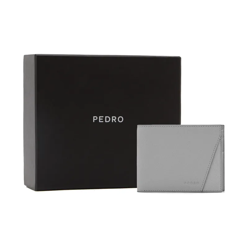 PEDRO Calfskin Wallet Men's Light Gray/Dark Blue-0