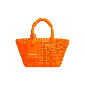 Balenciaga BISTRO Artificial Leather Basket Bag Handbag Shoulder Bag Crossbody Bag Extra Small Women's Orange