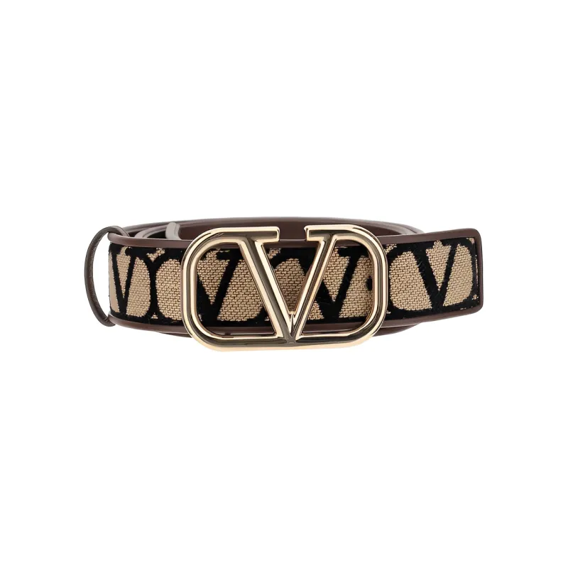 Valentino VLogo Plaque Monogram Buckled Belt-2