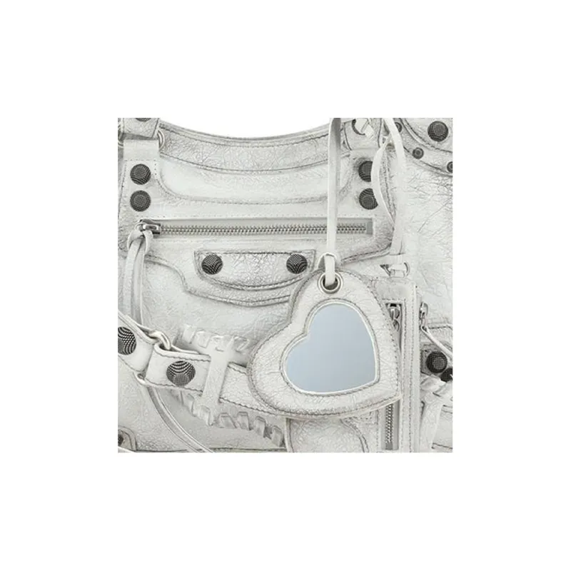 Balenciaga Fine-Grained Sheepskin Handbag Shoulder Bag Small Size Women's White-4