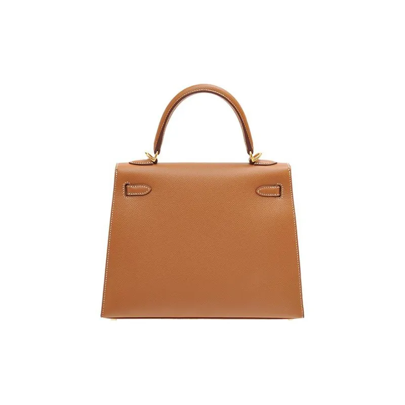 HERMES Cow Leather Kelly Bag Handbag 25 Women's Gold Brown-2
