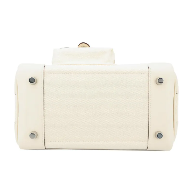 HERMES Birkin Canvas With Swift Birkin Bag Handbag Medium Size Women's I2 Nata Cream White-5