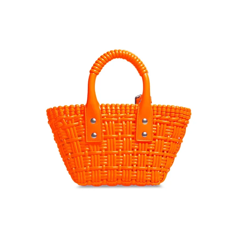 Balenciaga BISTRO Artificial Leather Basket Bag Handbag Shoulder Bag Crossbody Bag Extra Small Women's Orange-5