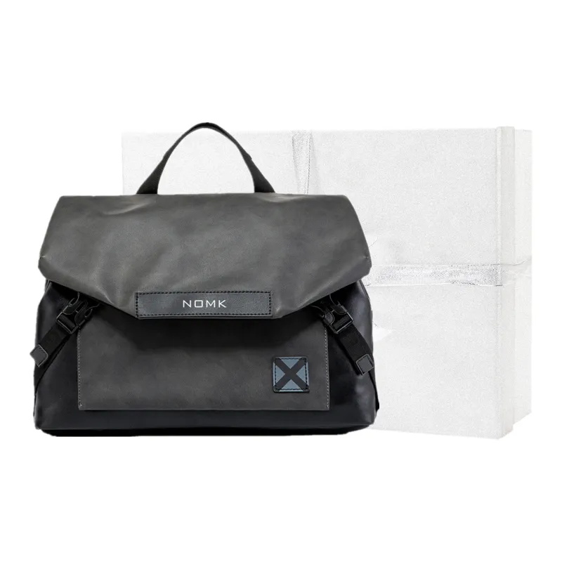 NOMK Leather Workwear Backpack Handbag Regular Unisex Black-8