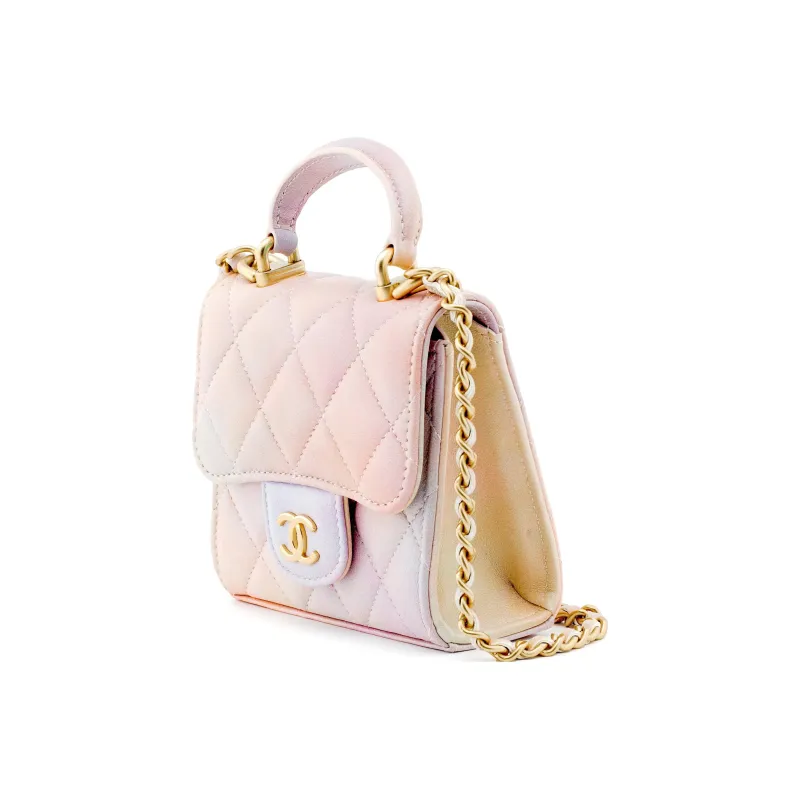 CHANEL Sheepskin Shoulder Bag, Crossbody Bag, Handle Bag, Handbag Women's Rainbow Iridescent Color-1