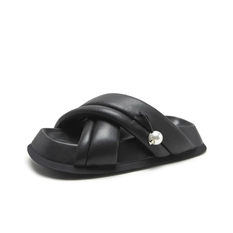 MIO Slide Slippers Women's Black/White-2