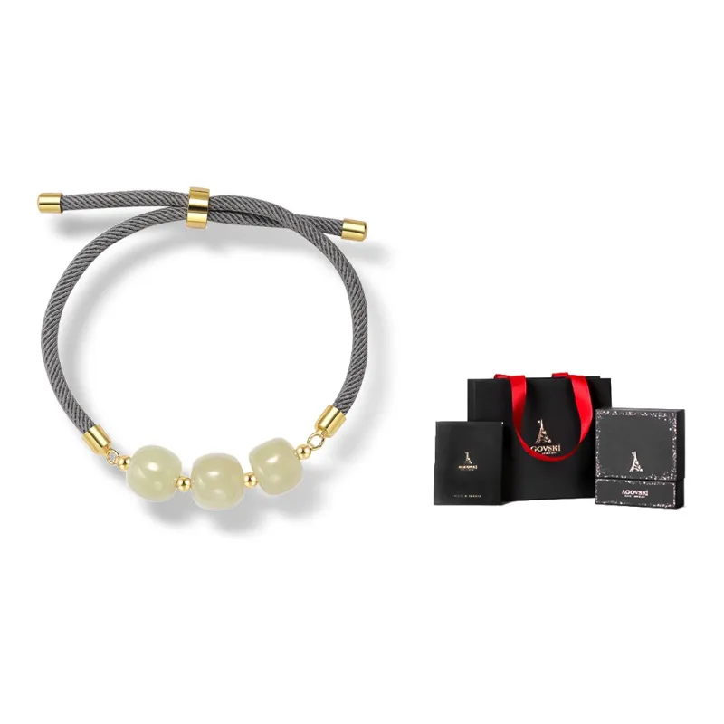 AGOVSKI Hetian Jade Bracelets Pale Greenish White Jade Women's-0
