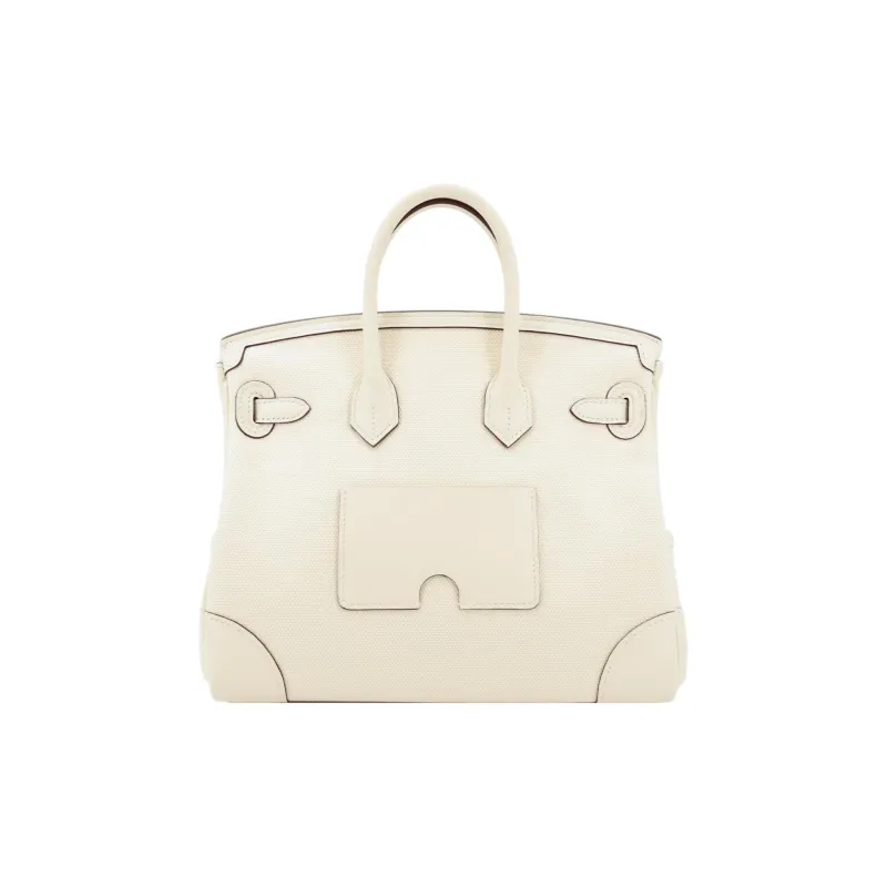 HERMES Birkin Canvas With Swift Birkin Bag Handbag Medium Size Women's I2 Nata Cream White-4