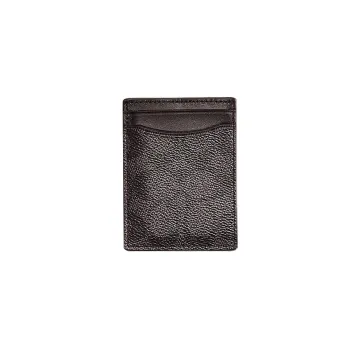 COACH Canvas With Calfskin Money Clip, Wallet, Card Holder Women's Black